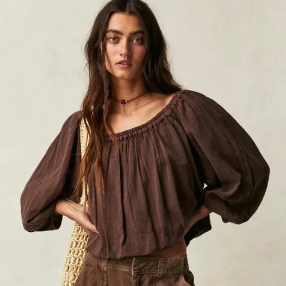 NWOT Free People We The Free All About Bubble Tee Color French Roast - Picture 1 of 6